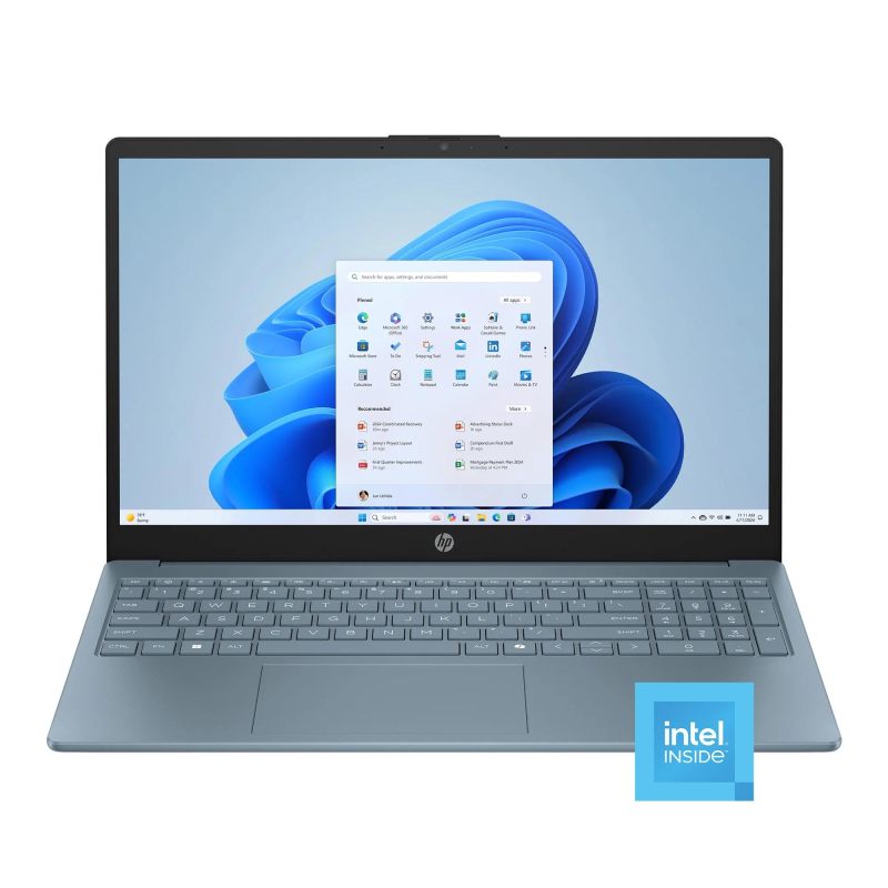HP 15.6'' Business Laptop Computer, Windows 11 Home S Laptop 4GB RAM 128GB SSD, Intel N200 4-Core Processor, Intel UHD Graphics, HD LED Display, 1-Year Microsoft Office 365, Numeric Keypad, Camera Privacy Shutter, Blue